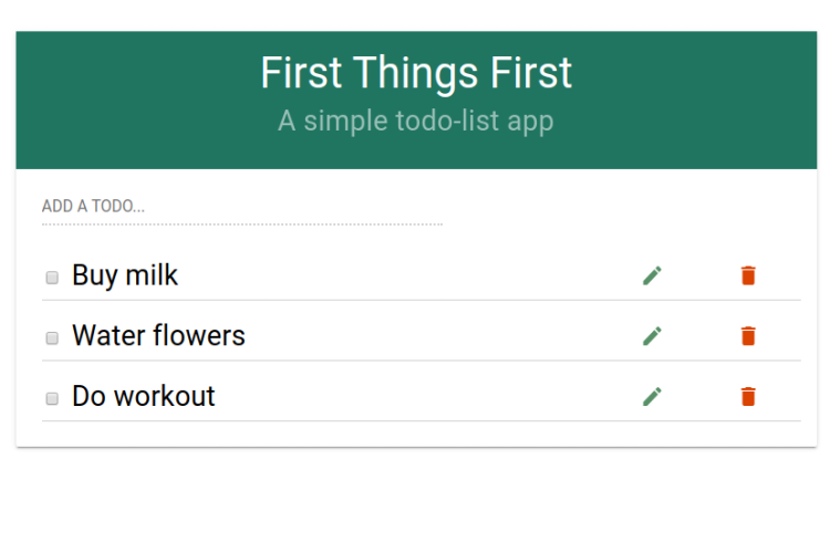 screenshot of custom todo list screen